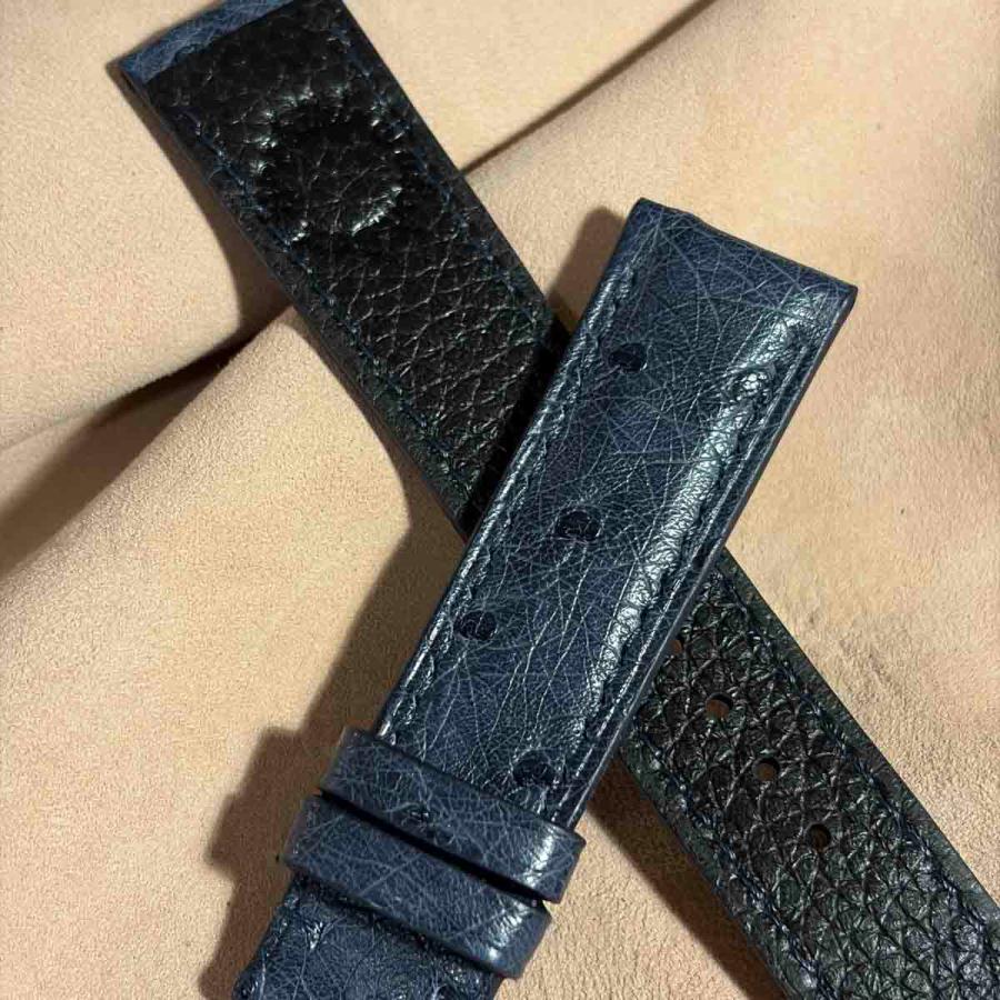 ost-458 オーストリッチレザー 腕時計ベルト ネイビー (ラグ幅20mm - バックル幅18mm)_6