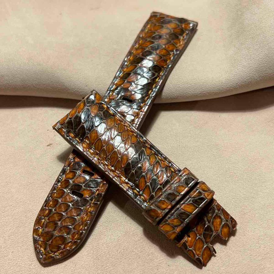 pyt-152 パイソン レザー 腕時計ベルト ブラウン (ラグ幅22mm