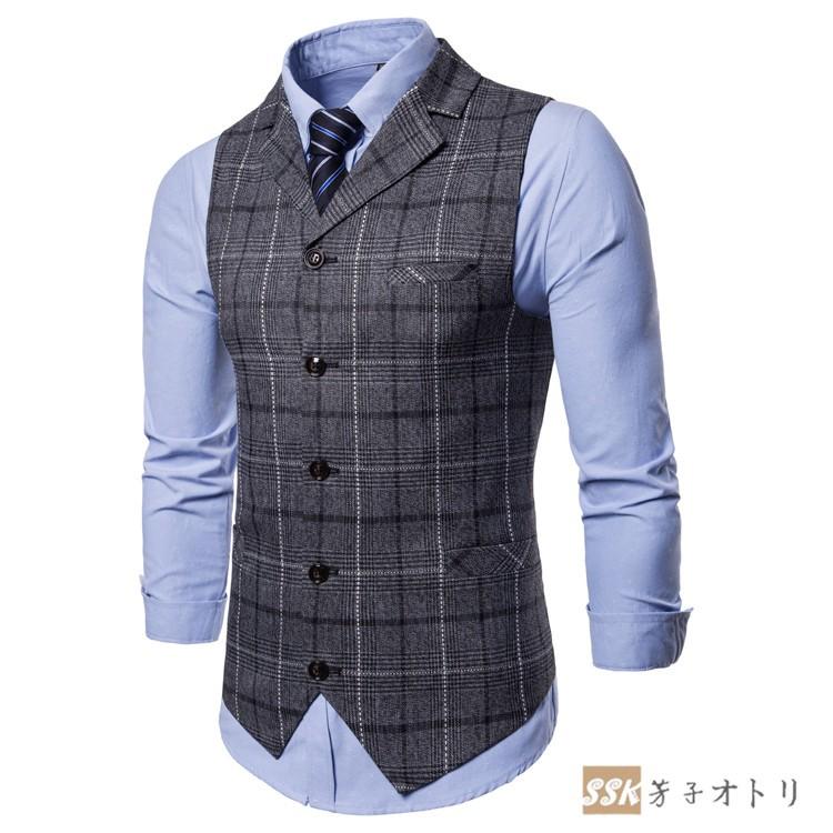 ジレベスト 紳士服 メンズ フォーマルベスト チョッキ ベスト スーツベスト 前開き チェック柄 ビジネス パーティー 通勤 卒業式 Ssk 芳子オトリ 通販 Yahoo ショッピング