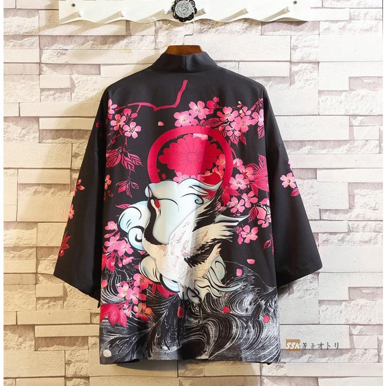 羽織 メンズ 和風 カーディガン はおり 浴衣風 男性 甚平 着物 四季適用 花柄 薄手 夏 七分袖 カジュアル 花火大会 Ssk 芳子オトリ 通販 Yahoo ショッピング