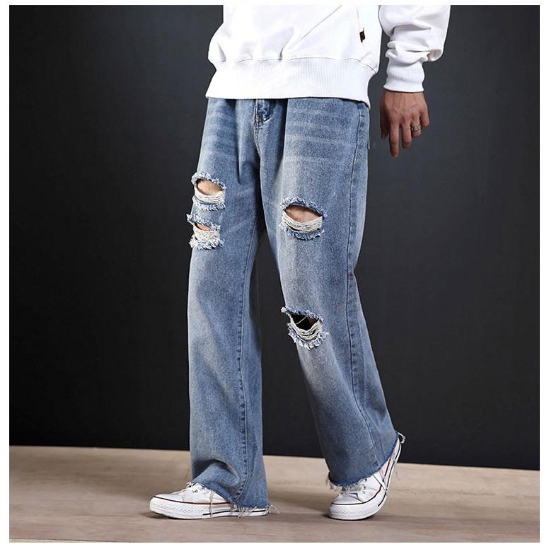 デニムパンツ ワイドパンツ メンズ ジーンズ 涼しいズボン 夏ズボン 洗える ゆったり イージーパンツ ダメージ加工 Ssk 芳子オトリ 通販 Yahoo ショッピング