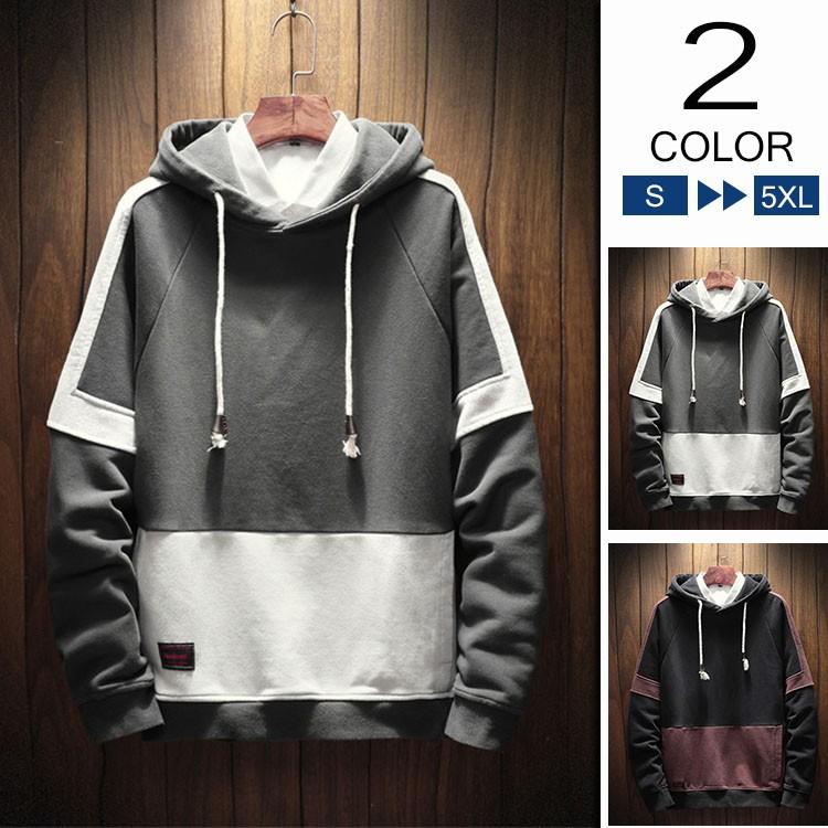 パーカー メンズ 長袖パーカー プルオーバー カジュアル スウェット シンプル 配色切り替え 秋服 40代 トップス Ssk 芳子オトリ 通販 Yahoo ショッピング
