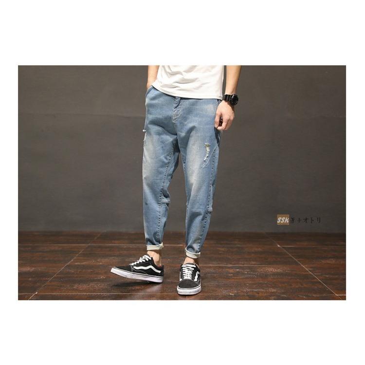 ストレッチデニム デニムパンツ メンズ ジーンズ ジーパン ダメージ加工 ボトムス ヴィンテージ 夏 ファッション Ssk 芳子オトリ 通販 Yahoo ショッピング