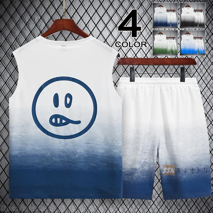 上下セット メンズ 夏服 ノースリーブ グラデーション クルーネック セットアップ メンズファッション 夏 Ssk 芳子オトリ 通販 Yahoo ショッピング