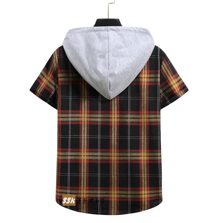 サマーパーカー 半袖 メンズ パーカー 夏用パーカー はおり 夏 サマー チェック柄 かっこいい 想像を超えての