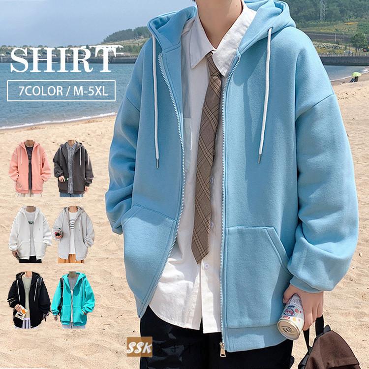 パーカー メンズ ジップアップパーカー スウェットパーカー 秋服 無地 薄手 春服 韓国 メンズファッション Ssk 芳子オトリ 通販 Yahoo ショッピング