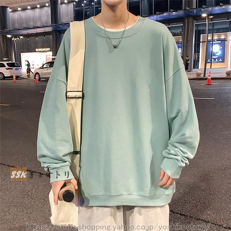 トレーナー メンズ オーバーサイズ シンプル クルーネック 韓国 ファッション スウェット トップス ストリート 秋服 Ssk 芳子オトリ 通販 Yahoo ショッピング