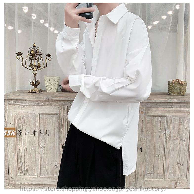 シャツ 秋服 韓国 メンズ シャツ カジュアルシャツ ビッグシルエット 白シャツ 長袖シャツ 無地シャツ 秋服 秋物 Ssk 芳子オトリ 通販 Yahoo ショッピング