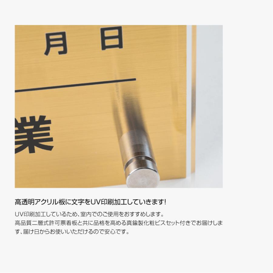 Yoshimichi] 登録電気工事業者届出済票 【金ステンレス×アクリル板】横 
