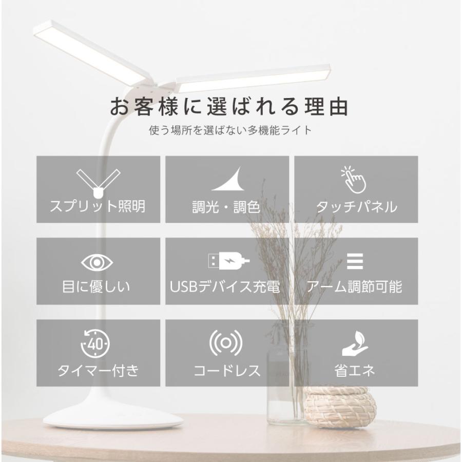 デスクライト スタンドライト 目に優しい LED クリップ式 2種類 省エネ 2200mAh バッテリー タッチセンサー 角度調節可能 充電式  led あすつく｜yoshimichistore｜02