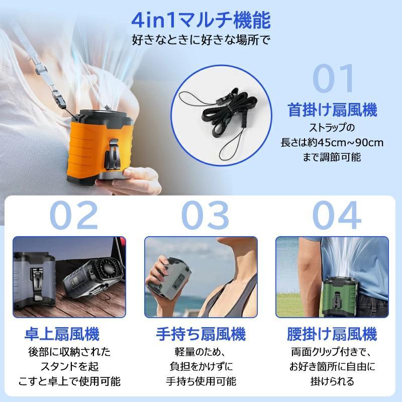 腰掛け 扇風機 強力 ベルトファン 4段階風量10000mAh大容量　5台セット 腰掛け 扇風機 強力 ベルトファン 4段階風量10000mAh大容量 5台
