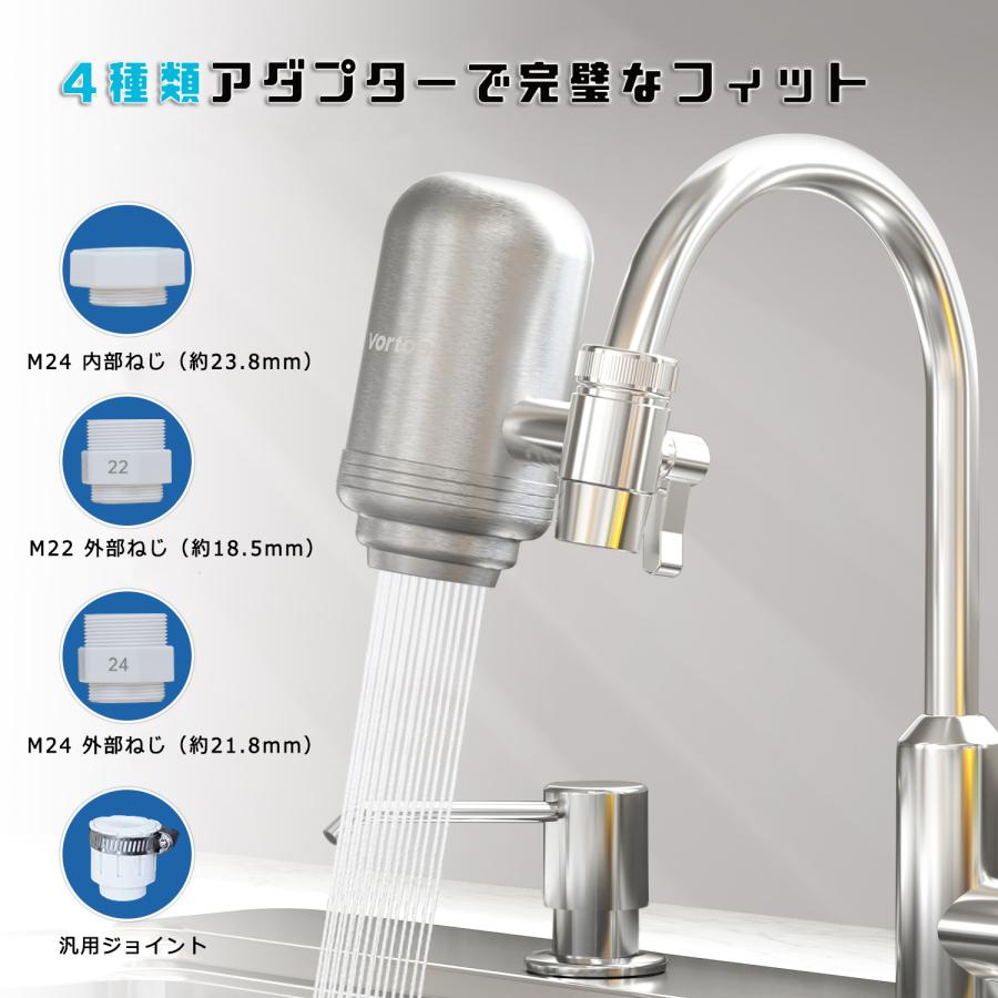 vortopt 蛇口直結型 浄水器 ステンレス製 カートリッジ1個入り 5段階