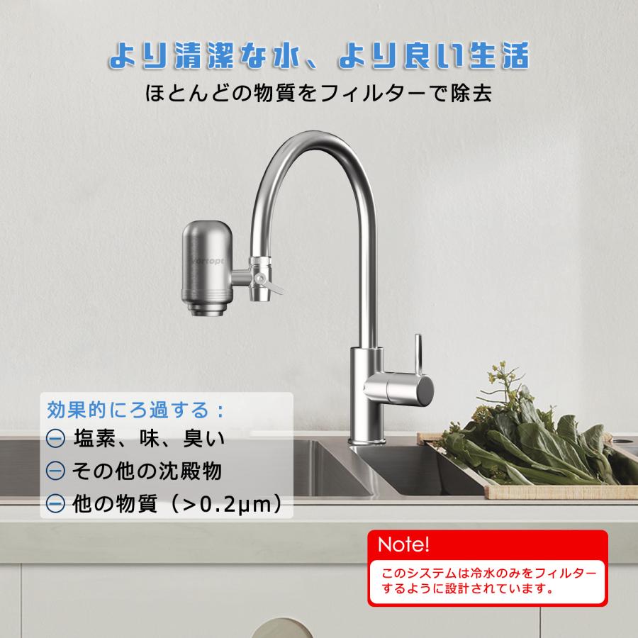 vortopt 蛇口直結型 浄水器 ステンレス製 カートリッジ1個入り 5段階