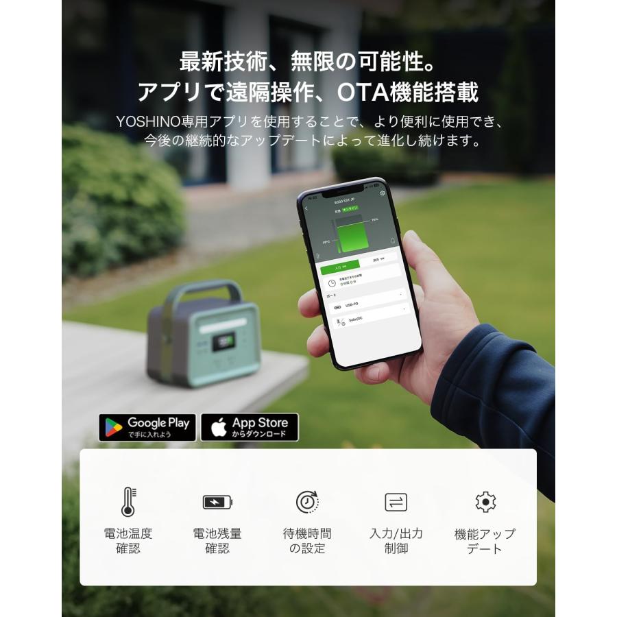 【4/24 18時から4/27 18時まで】YOSHINO 固体電池ポータブル電源 B300Pro 241Wh 小型 定格出力300W/最大600W 充放電回数4000以上 放電温度-10~60℃_5