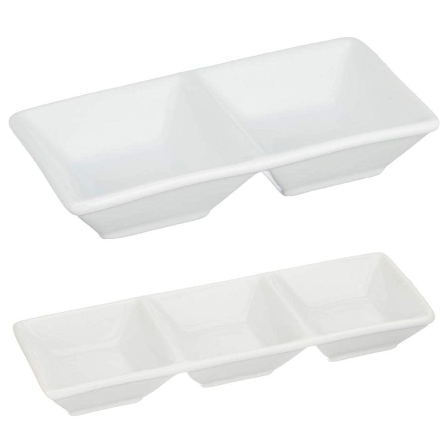 白 スクエア 2連皿 3連皿 6×18×2.5cm 72141-188 | 