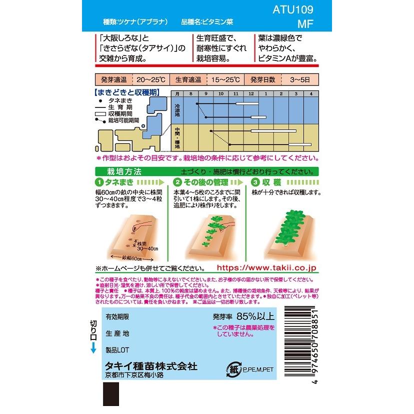 ツケナ ビタミン菜 7ml 【野菜種子】 : 吉谷農芸Yahoo!店 - 通販