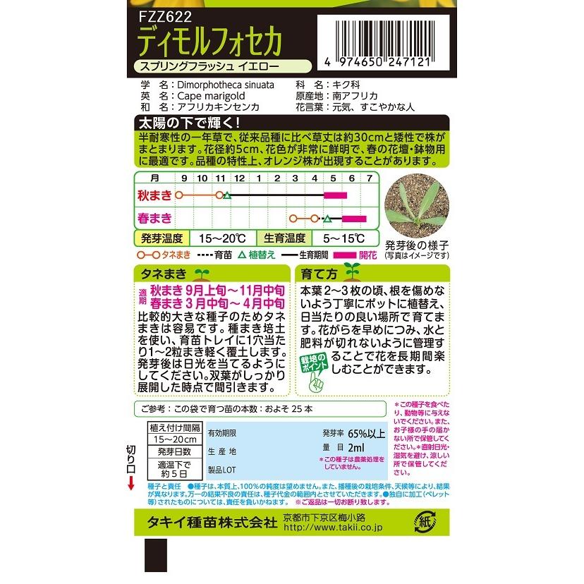 花種 NL200 ディモルフォセカ スプリングフラッシュ イエロー 小袋