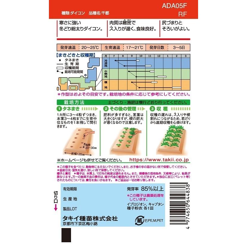 大根種子 千都 2DLP 【タキイ種苗】【野菜種子】の画像