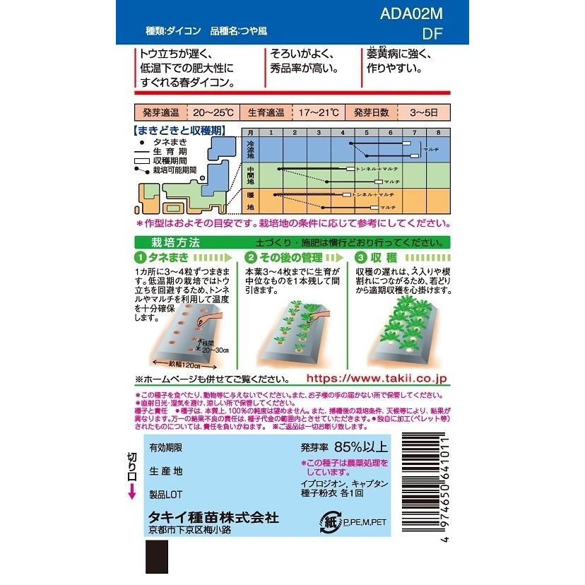 春大根種子 つや風 2DLP 【タキイ種苗】【野菜種子】の画像
