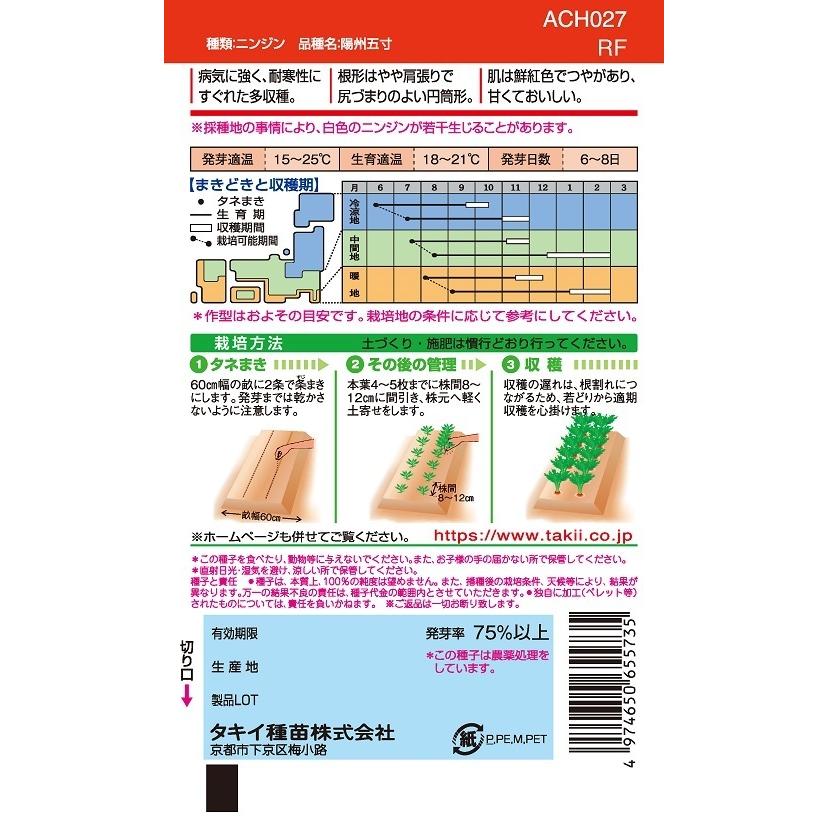 陽州五寸 2DLP 人参種子 【タキイ交配】の画像