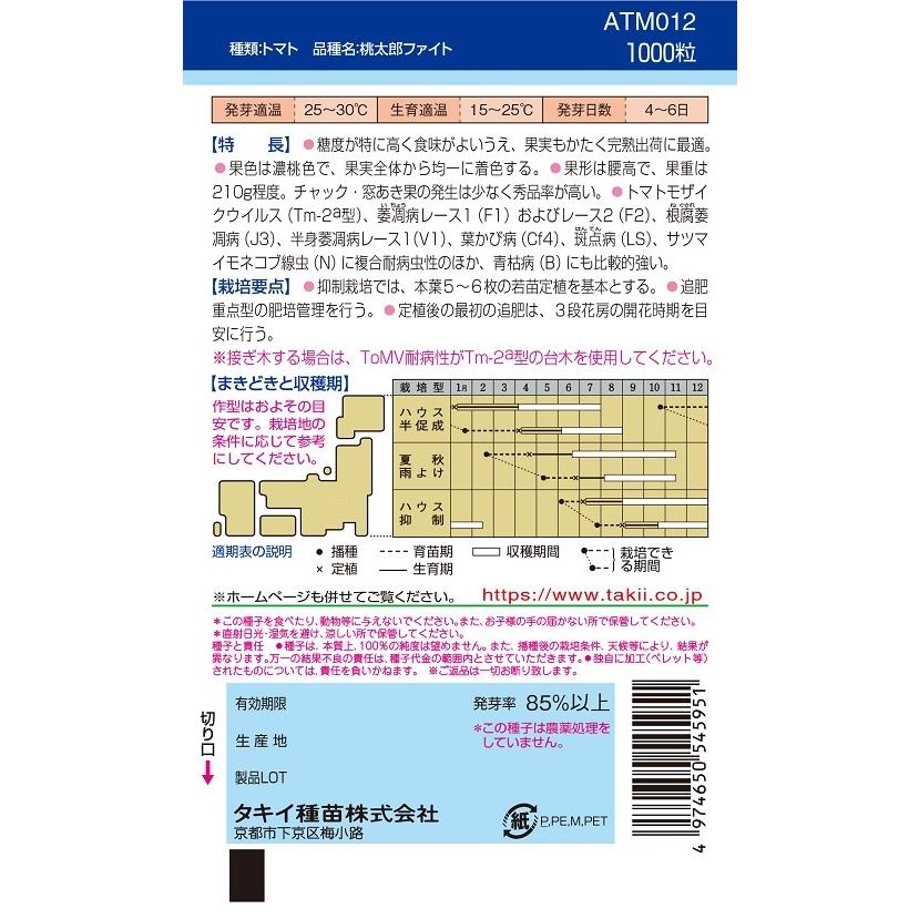 桃太郎ファイト　大玉トマト種子　1000粒　【トマト種】【タキイのタネ】【野菜の種】_1