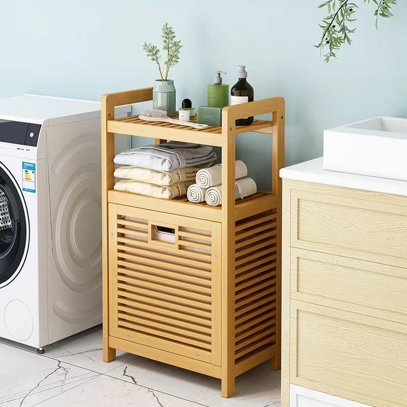 竹木ランドリー収納ランドリーラック棚付き 取り外し可能 収納 洗濯