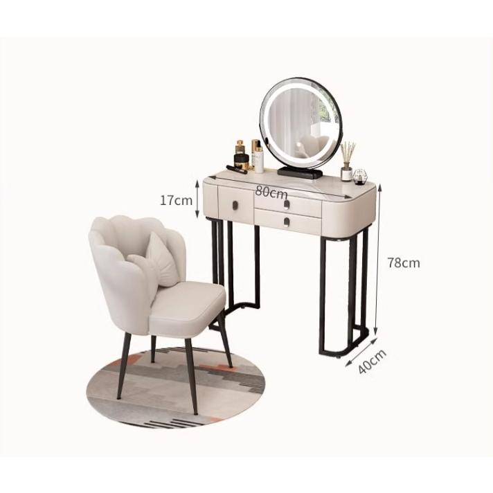 ドレッサー 北欧風 鏡台 オシャレ お姫系 LEDミラー レザー調 スツール