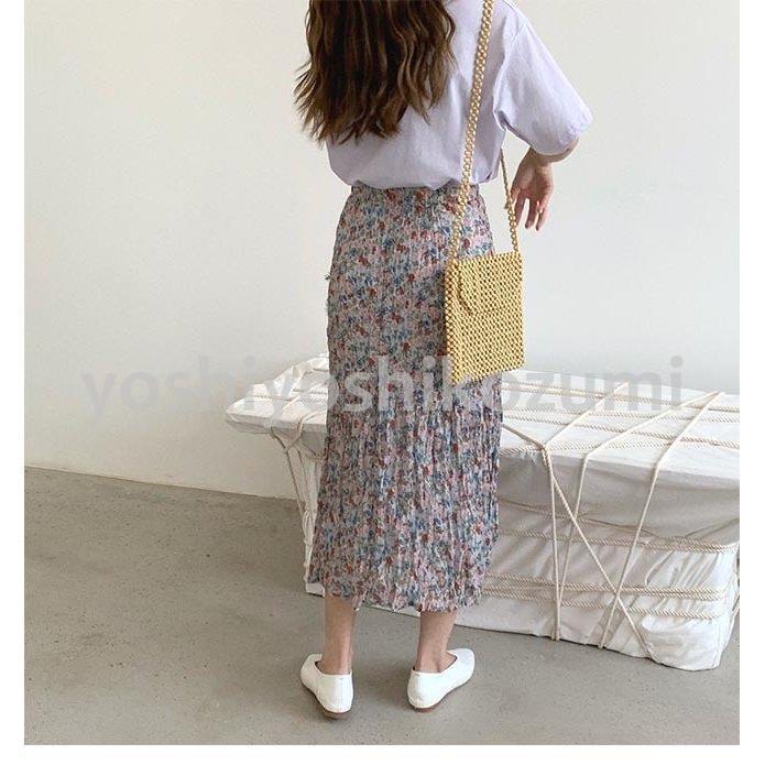 シフォンスカート 花柄 ロングスカート レディース スカート 春 プリーツスカート 薄手 マキシスカート 夏 花柄スカート ウエストゴム