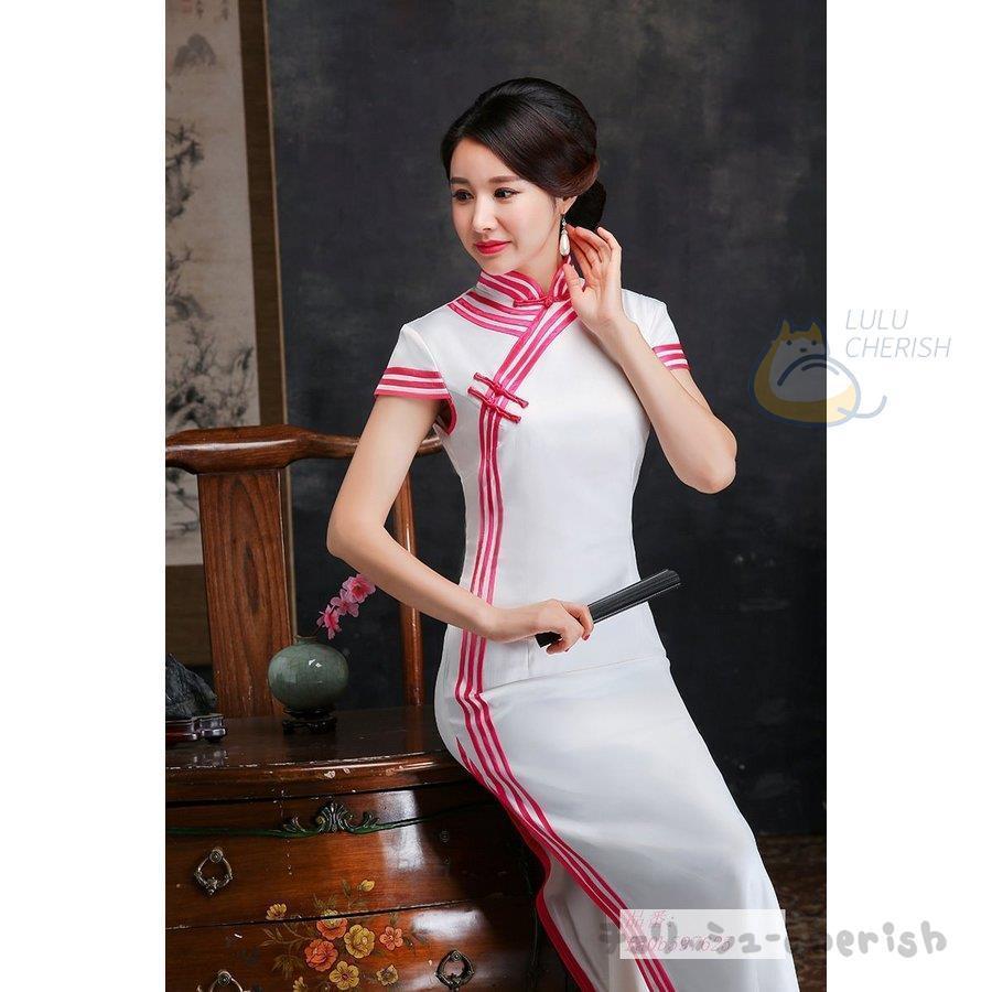 本物の チャイナドレス チャイナ風ワンピース チャイナドレスロング 結婚式 大きいサイズ おしゃれ 半袖 赤 フォマールチャイナワンピース 二次会 パーティードレス チャイナドレス サイズ Xxs Americanpartylights Com