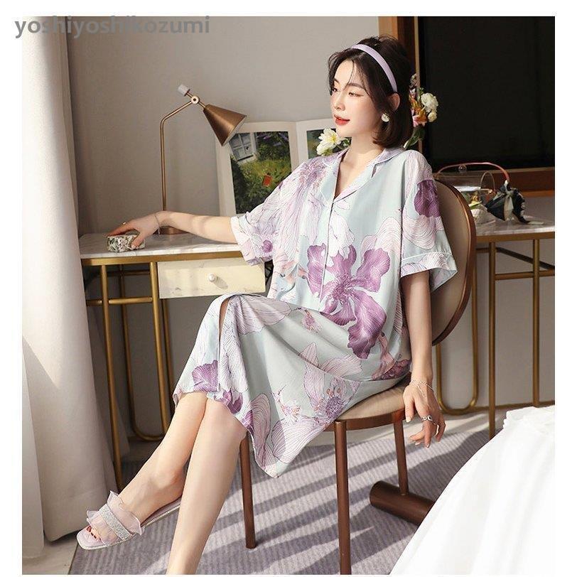 100 の保証 ネグリジェ パジャマ レディース 春夏秋 長袖シャツワンピース 花柄ルームウェアネグリジェ ゆったりナイトロープ 部屋着 大人可愛い オシャレ薄手レション New限定品 Turningheadskennel Com