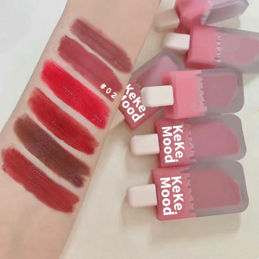 Keke Mood ティントリップ マット 水蜜桃 ティント 欲情 唇泥 純欲メイク 中国コスメ アイスクリーム アイス リップ 粘膜リップ