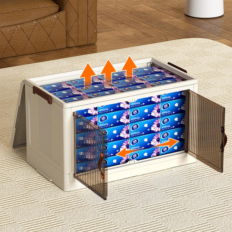 収納ボックス 折りたたみ 扉付き 両開き 前開き 4段 サイズS フタ付き