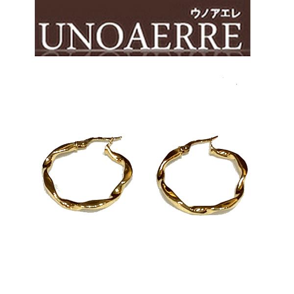 あすつく　UNOAERRE　ウノアエレ K18イエローゴールドピアス[送料無料]  8000VX5209900　27mmサイズ