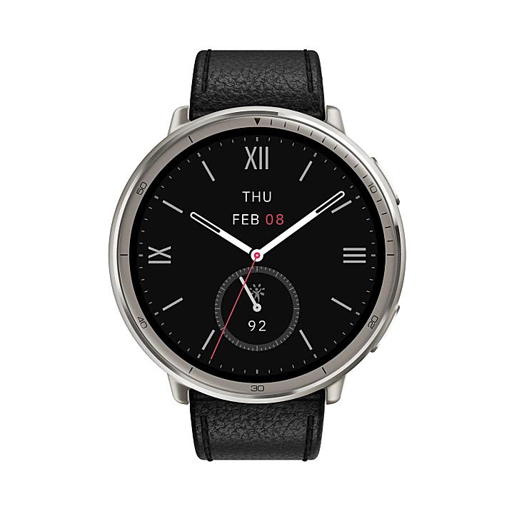 アマズフィット アクティブ２ amazfit　active2　プレミアムモデル　ブラックレザー レッドシリコンスポーツバンド付属 44mm サファイアガラス_1