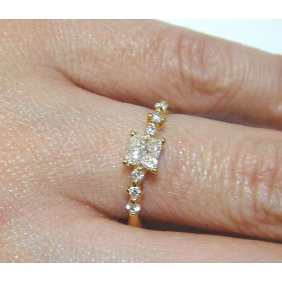 ファンシーズ ダイヤモンドリング　 (スクエアシェイブ)カット K18   0.416ct　 DTC(正規品）鑑定書付き｜yosii-bungu｜03