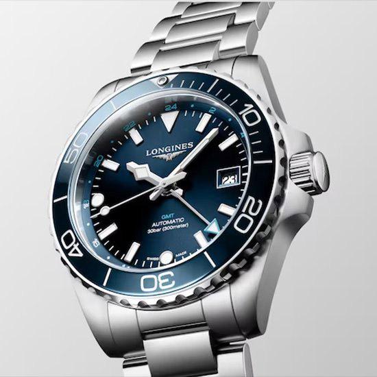 LONGINES ロンジン 腕時計 ハイドロコンクエスト GMT ブルーダイアル 41mm　300m防水　自動巻 L3.790.4.96.6 正規品（５年間保証）｜yosii-bungu｜03