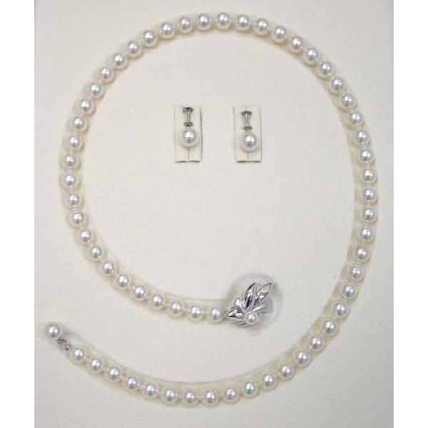 カシェ パールネックレス&イヤリングセット 爆買カシェ パールネックレスセット イヤリング付き 7mm〜7.5mm