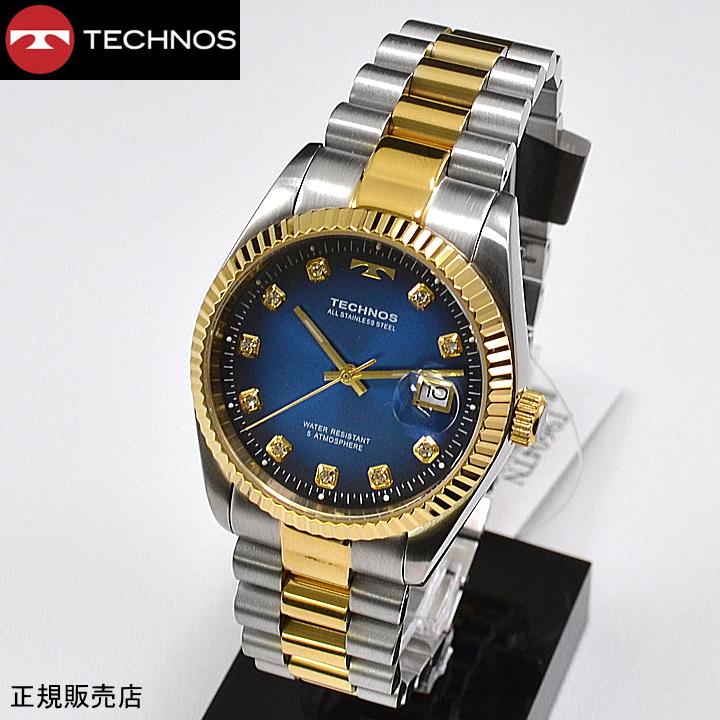 テクノス (TECHNOS) 腕時計 5気圧防水 T9604TN ブルーグラデーション