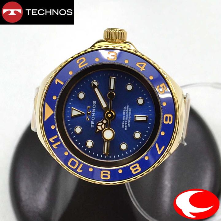 TECHNOS ブルー文字盤 腕時計JAPANMOVE T9C25 新品 テクノス (TECHNOS) リングウォッチ T9C49GN ブルー文字盤 ※残り