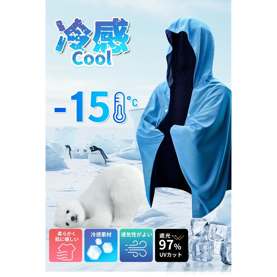 冷感アイテム 冷感ポンチョ UVカット97% 15度 即効冷感 uv ザムスト