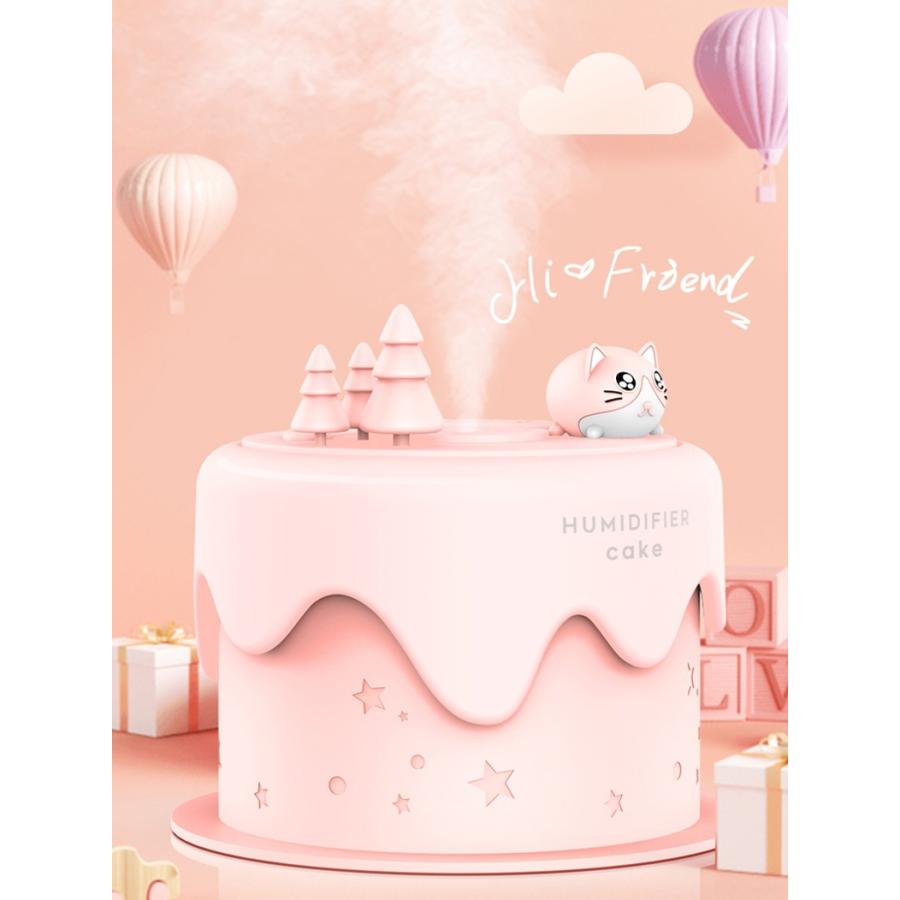 かわいい猫型ミニ加湿器 静音 大容量 アロマ機能付き 超音波式加湿器