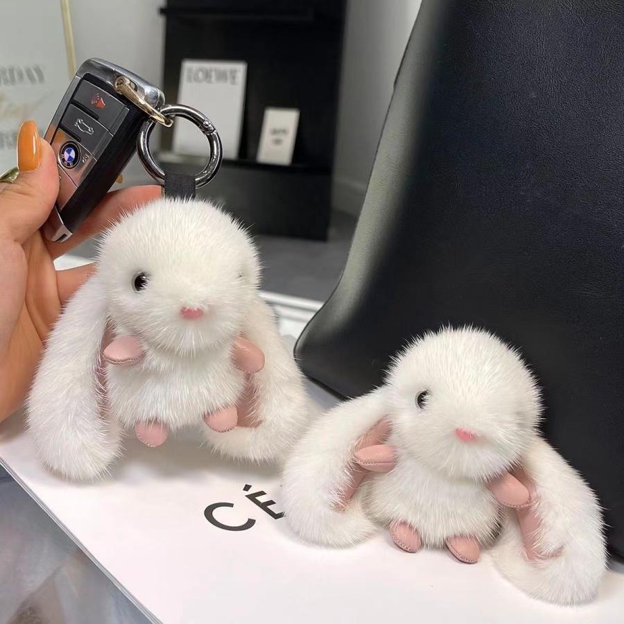 キーホルダーぬいぐるみ かわいい ウサギ ミンク毛 うさぎ