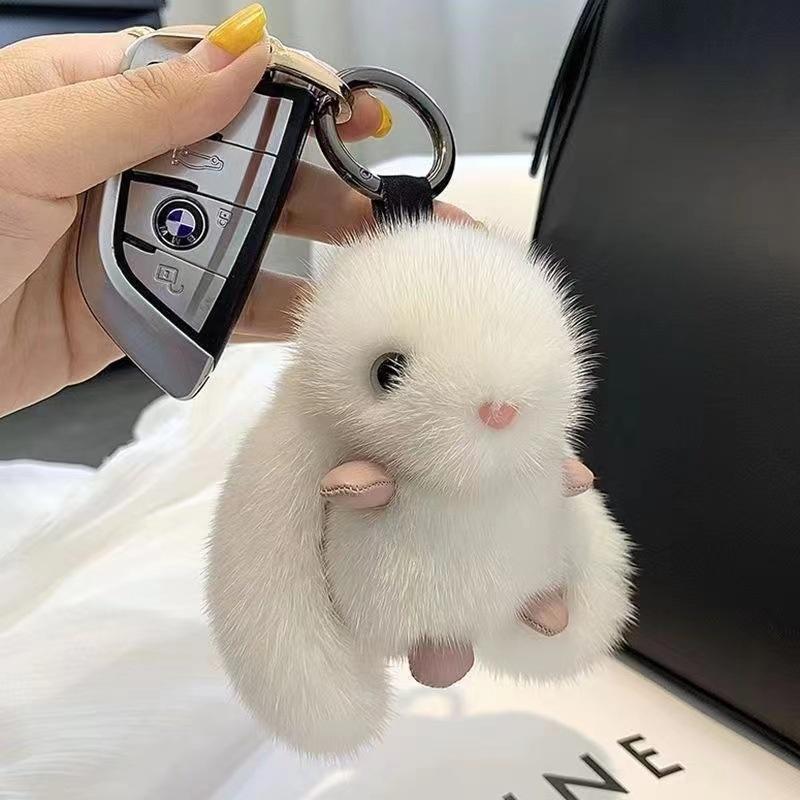 キーホルダーぬいぐるみ かわいい ウサギ ミンク毛 うさぎ