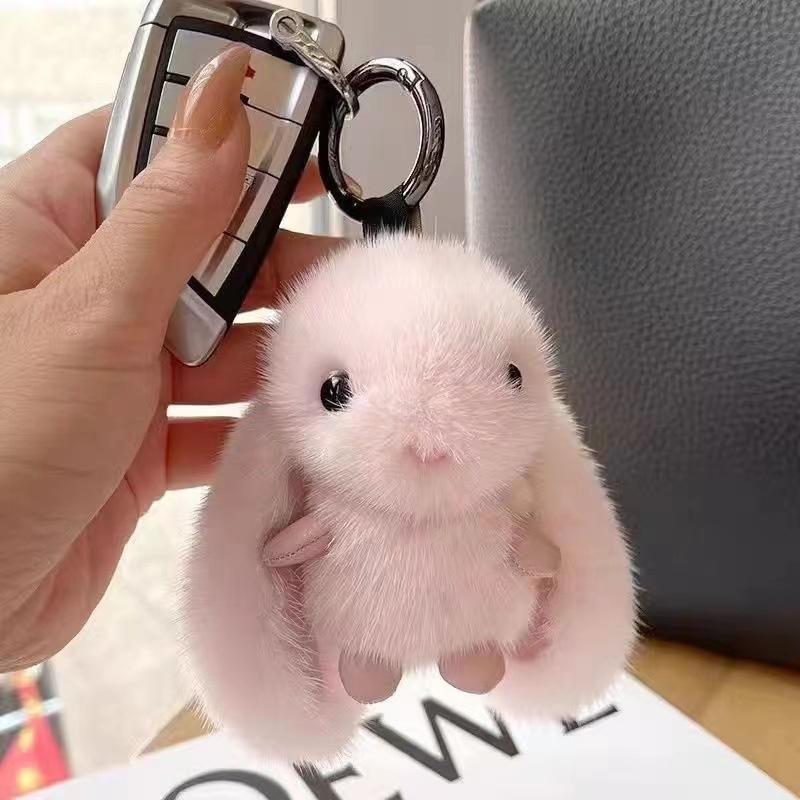 キーホルダーぬいぐるみ かわいい ウサギ ミンク毛 うさぎ