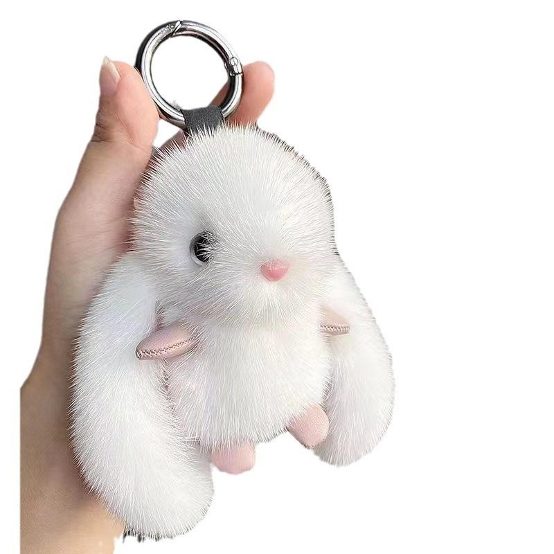 キーホルダーぬいぐるみ かわいい ウサギ ミンク毛 うさぎ