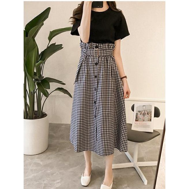 2点セットTシャツ+スカート/ セットアップ/ レディース服/痩せた