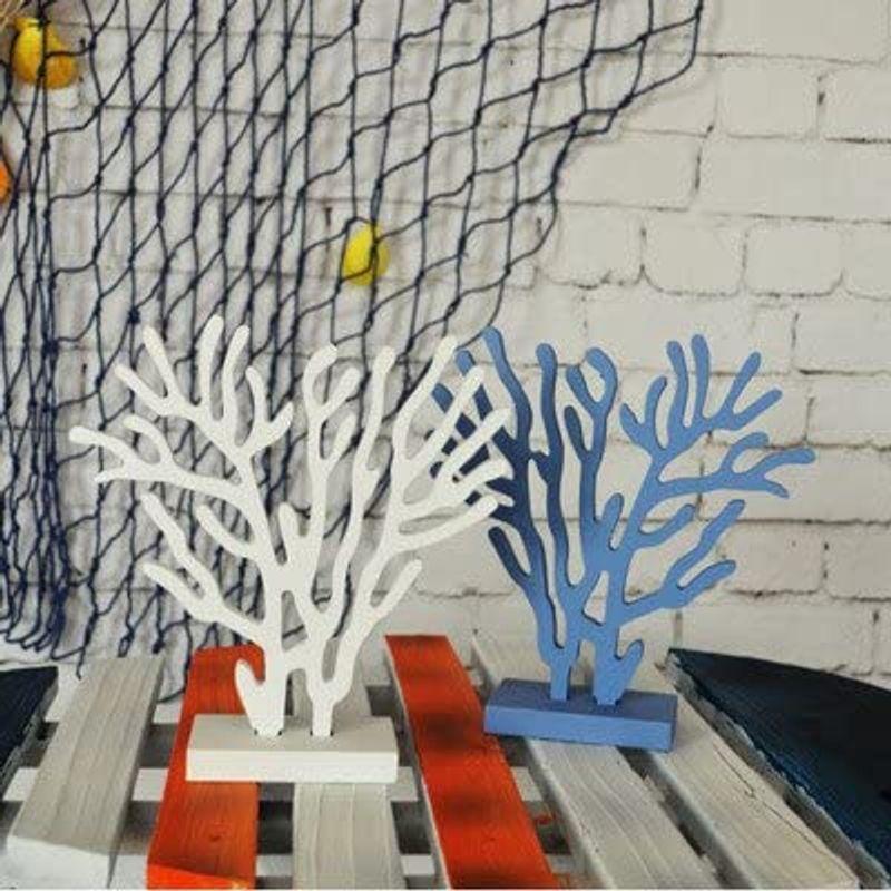 早割クーポン おしゃれ マリン風 爽やかな 色合い 珊瑚 オブジェ ブルー ホワイト 2個セット オブジェ 置き物 Www Oroagri Eu