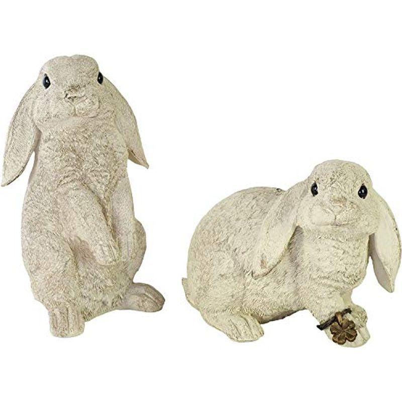 つがいのウサギ2匹の オブジェ 置物 1体約12 12 高さ22cm シックなカラーと繊細なつくり アンティーク感が可愛いクローバーチャーム 向日葵商店 通販 Yahoo ショッピング