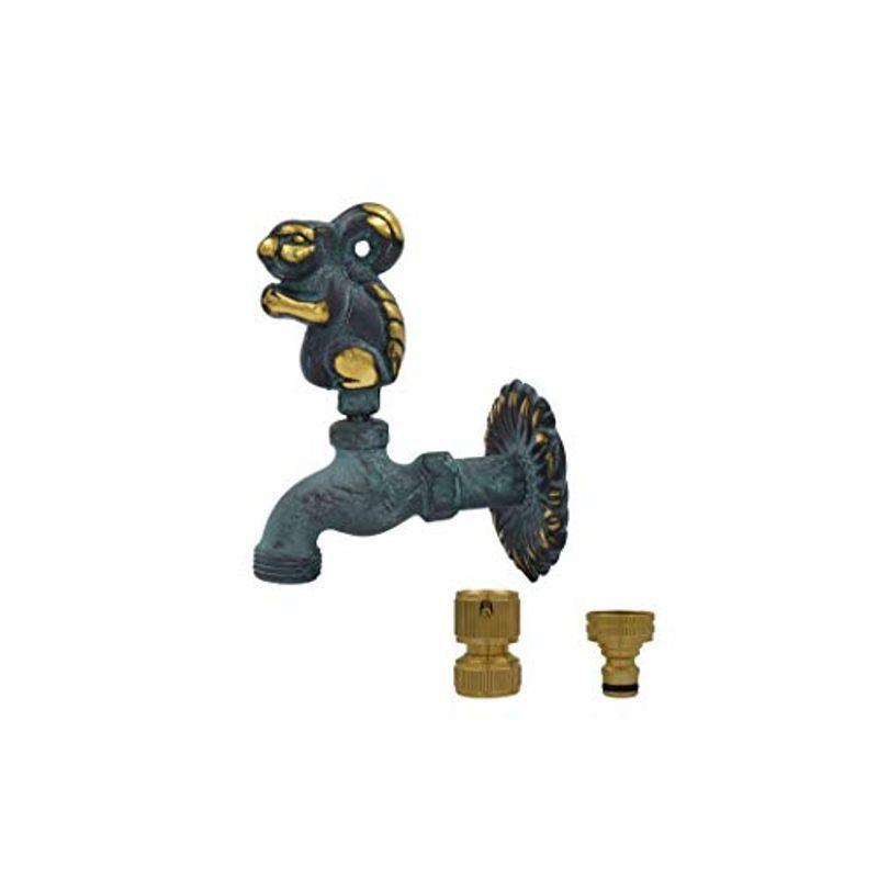 華麗 散水栓 真鍮製 ジャパンコマース リス 口金、ホースコネクター付 青銅色 その他散水、水栓、水周り