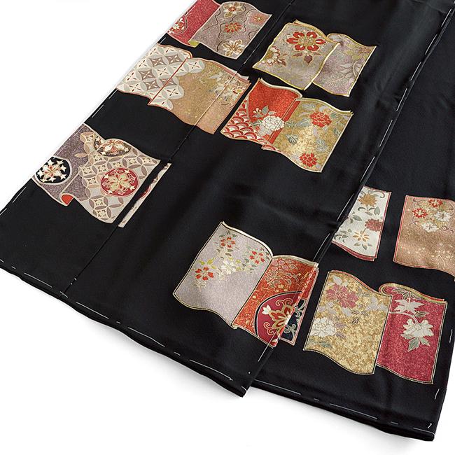 送料無料/即納】【送料無料/即納】黒留袖 冊子文様 未仕立て 仮絵羽 京